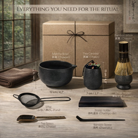 Ensemble de fouets à matcha de qualité supérieure, kit de cérémonie du thé matcha 10 pièces avec bol à matcha Chawan, boîte à thé, fouet en bambou et accessoires