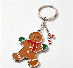 Llavero de metal con diseño de hombre de jengibre navideño, llavero de aleación esmaltada, colgante de bastón de caramelo, accesorio de regalo - Product Image 2