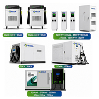 Chargeur EV DC-DC MIDA 120 kW avec écran tactile 7 pouces et écran large 4K 55 pouces à température contrôlée, compatible CCS2, CCS1, NACS, OCPP 1.6/2.0, station commerciale solaire