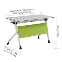 Grande table de conférence mobile à toit rabattable avec base en acier robuste personnalisée et roulettes pour bureau et salle de réunion