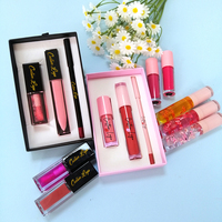 Kit de gloss à lèvres 3-en-1 en gros sous marque privée : gloss transparent et gloss brillant rose bébé, ensemble crayon à lèvres et gloss