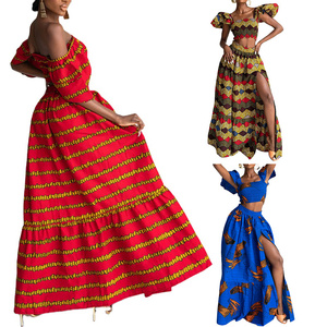 Ensemble de robe mi-longue évasée <span class=keywords><strong>en</strong></span> coton 100% imprimé sur mesure - Vêtements de style africain - <span class=keywords><strong>Tenue</strong></span> élégante <span class=keywords><strong>pour</strong></span> femmes - Product Image 1