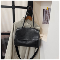 Sac fourre-tout grande capacité en cuir ciré rétro à motif alligator pour femme, avec deux sangles et fermeture éclair, idéal automne-printemps