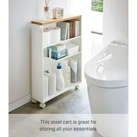 Chariot utilitaire de salle de bain mince avec poignée-étagère de rangement support organisateur étroit acier taille unique blanc