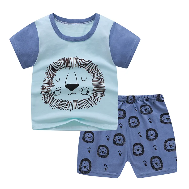 Infant Clothings Short Sleeve Suit For Boys And Girls Cartoon Printing Children's Clothes