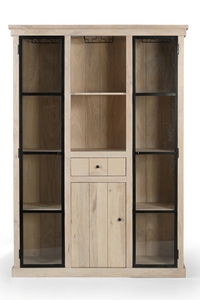 Armario de madera de la mejor calidad con 2 puertas de vidrio, armario grande con acabado blanco TC, material de madera de mango, muebles a precio de mayoreo. - Product Image 6