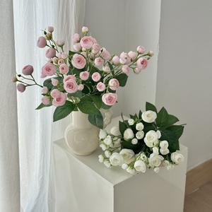 Roses artificielles en soie blanche, 12 têtes, mini bouquet de bourgeons de thé pour mariage, décoration de la maison, accessoires photo - Product Image 3
