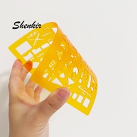 Modèle de dessin en plastique transparent orange carré, best-seller, 20 cm x 10 cm, 1 mm d'épaisseur, pour le marquage de cartes