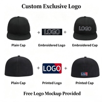 Topi Baseball Custom Bordir Logo Polos Pria Wanita Flat Brim Fitted Cap Blank Full Closure Snapback Caps Topi Olahraga Kanvas Unisex Dewasa