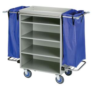 Carrello Multiuso a 4 Ripiani 1100mm Beige con Sacchi Blu per Stoccaggio Lavanderia - Product Image 1