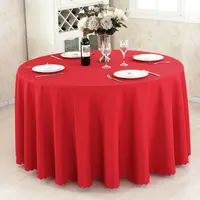 Goedkope Effen Kleur Rood Ronde Polyester Keuken Banket Party Tafelkleed Tafelkleed Voor Bruiloft
