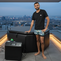 Baignoire de récupération froide portable en PVC ovale moderne avec logo personnalisé, pour la maison, avec refroidisseur intégré, pour piscine à eau glacée gonflable
