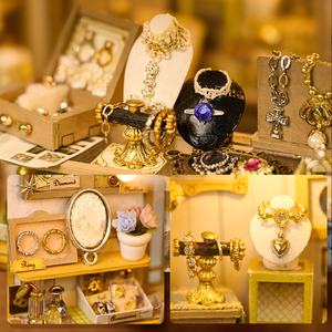 IIECREATE 2026 Nouvelle maison de poupée en bois, magasin de bijoux, maison miniature, puzzle 3D en bois DIY K-1086, l'histoire de la vitrine - Product Image 3