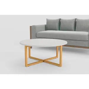 Iron Side Table With Concrete Top And Gold Finished Coffee table white concrete side table