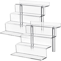 Présentoir autoportant moderne en acrylique transparent à 3 niveaux personnalisable pour cupcakes, jouets, aliments et desserts