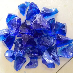 Cristal triturado azul oscuro de alta calidad para decoración de pared y jardín