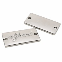Plaque métallique élégante en alliage de zinc, pré-percée à coudre, avec logo personnalisé, finition brillante ou givrée, pour accessoires de tudung et hijab en Malaisie