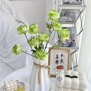 Nuovo Set di Decorazioni Floreali a 5 Teste di Peonia Ouyang per Tavolo da Pranzo, Camera da Letto, Matrimoni, con Intreccio in Paglia - Product Image 2