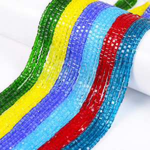 Cubo de cristal de fábrica de 2/3/4mm, cuentas sueltas de cristal, hebras cuadradas coloridas, bricolaje para joyería, fabricación de pulseras, Kits, accesorios - Product Image 1