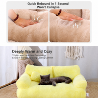 Canapé-lit pour animaux de compagnie en peluche OEM personnalisé, lavable, antidérapant, avec dossier surélevé, pour chat et chien, lit confortable pour dormir, vente en gros