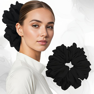 En gros, Chouchous volumisants élégants en mousseline extra large noir uni pour femmes musulmanes de Malaisie, accessoires capillaires - Product Image 2