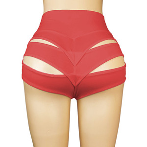Women Yoga Shorts Fashionable <b>Tight</b> High Waist Sports 3-Quarter Hot Pants with Hollow Out Design for Leisure Pants - Product Image 3