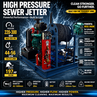 Machine de nettoyage de canalisations à haute pression diesel 220-300 bar 175-215 L/min 44-56 GPM, nettoyeur de tuyaux à jet d'eau haute pression