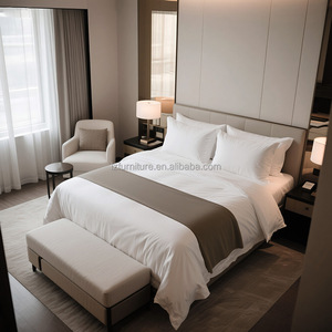 Custom Economy 3 Star Hotel Bedroom Furniture <b>Sets</b> with <b>Bed</b> Desk Nightstand Headboa Wardrobe TV Cabinet Side Table For <b>Full</b> Room - Product Image 1