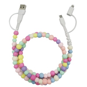 Cuentas acrílicas al por mayor con agujero grande, diseño de estrella y corazón, accesorios de moda DIY para teléfono, cargador de colores arcoíris en Tipo-C - Product Image 3