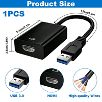 USB3.0 - HDMI Adaptörü 1080P Video Dönüştürücü Kablosu Çoklu Monitör Görüntü Adaptörü, Dizüstü Bilgisayar, Masaüstü Bilgisayar, HDTV için Sesli, CE FCC RoHS Onaylı