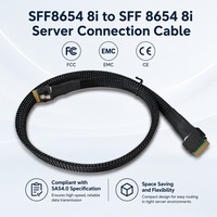 Kabel Server SAS4.0 24Gbps SFF-8654 8i ke SFF-8654 8i PCIe4.0 16Gbps Transmisi Data Impedansi 100ohm Kabel Pita Datar