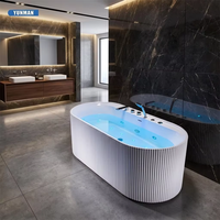 Baignoire autoportante moderne en acrylique blanc avec hydromassage à bulles d'air, certifiée CE, écologique, idéale pour appartement