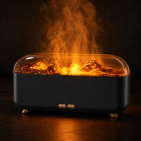 Diffuseur d'arômes Flamme 300ml, Lumière de Nuit Ambiante Réaliste à 7 Couleurs, Humidificateur d'Huiles Essentielles USB pour Maison et Bureau
