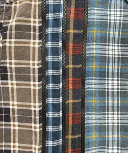 Camisa de flanela grande com zíper com 7 agulhas personalizadas para homens, blusa vintage xadrez reconstruída por atacado