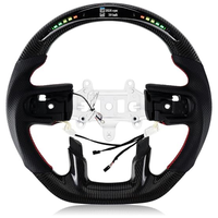 Volant en fibre de carbone en forme de D avec indicateur de changement de vitesse LED, volant à fond plat en cuir Nappa pour Dodge RAM 1500 2018-2024