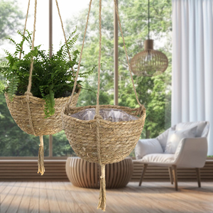 Vente en gros de panier à plantes suspendu pour l'herbe de mer tissée à la main pour la décoration de la maison Mini pot de fleur pour l'intérieur et le jardin - Product Image 2