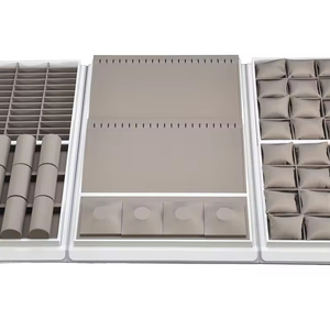 Plateaux de présentation de bijoux empilables de luxe, modernes et élégants, faits à la main, en cuir PU, pour colliers, bagues, boucles d'oreilles et bracelets - Product Image 3