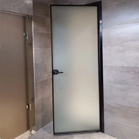 Porte en verre économique à battant, sécurisée, avec cadre en aluminium, insonorisée, moderne, pour bureau, cuisine, toilettes