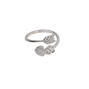 Anillo Abierto de Plata de Ley S925 Wenchi para Mujer, Diseño de Flecha de Cupido, Joyería de Perlas DIY, Incrustaciones de Garras, Talla 8-9, Chapado en Oro Rosa, Accesorio de 18 Pulgadas - Product Image 5