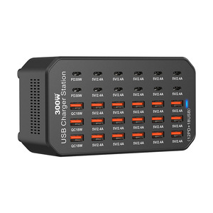 สถานีชาร์จ USB 30 พอร์ต 300W พร้อมระบบชาร์จเร็ว PD สำหรับโทรศัพท์ แท็บเล็ต และใช้งานกับคอมพิวเตอร์ตั้งโต๊ะ - Product Image 2