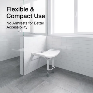 Chaise de douche murale <span class=keywords><strong>RUFU</strong></span> RF3402A, structure en aluminium et fer, finition mate, rotative, hauteur réglable, sécurité accrue pour la salle de bain - Product Image 2