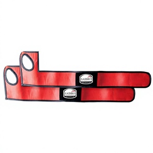 Red Color Unisex Custom Logo Non-Slip Unisex Wrist <b>Straps</b> <b>for</b> Weight <b>Lifting</b> Gym Fitness Soft Synthetic Leather Cowhide Material - Product Image 4