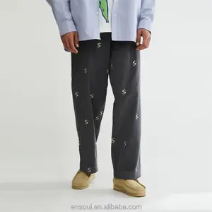 OEM Wholesale Streetwear Hip Hop Custom Full Print Logo Corduroy Pants For Men