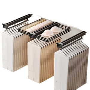 Porte-pantalon extensible coulissant en alliage d'aluminium à double amortisseur pour armoire, fixation murale, rangement de tiroir - Product Image 5
