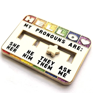 Pins de solapa de esmalte duro con diseño de pronombres, promocionales, personalizados, de metal, de aleación de zinc, bonitos, directos de fábrica, personalizables - Product Image 4