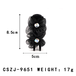 Pinza para el pelo de piedra de flor negra de estilo japonés y coreano, accesorios para el cabello de mujer superventas a la moda, venta al por mayor personalizada - Product Image 2