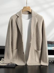 NARI 2025 طقم بدلة رجالي عالي الجودة من الكشمير والصوف المحبوك، سترة بلون سادة دافئة وناعمة وأنيقة لأسلوب رجال الأعمال - Product Image 2