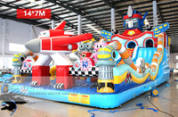 Ciudad de Diversión Inflable Comercial con Temática de Transformers, Parque de Atracciones Inflable de PVC para Niños, Alquiler para Eventos al Aire Libre
