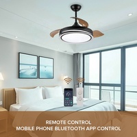 Plafonnier LED moderne avec ventilateur, télécommande intelligente, éclairage rétractable, moteur CC, 6 vitesses, intensité variable, pour chambre à coucher et salle à manger