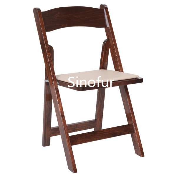 Фруктовый деревянный складной стул для свадьбы, гостиницы, деревянный складной стул с виниловым мягким сиденьем цвета слоновой кости